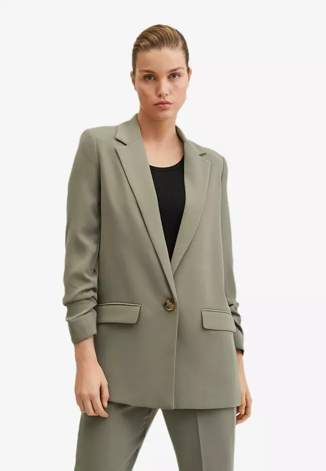 Buy Mango Ruched Sleeves Blazer 2024 Online ZALORA Philippines
