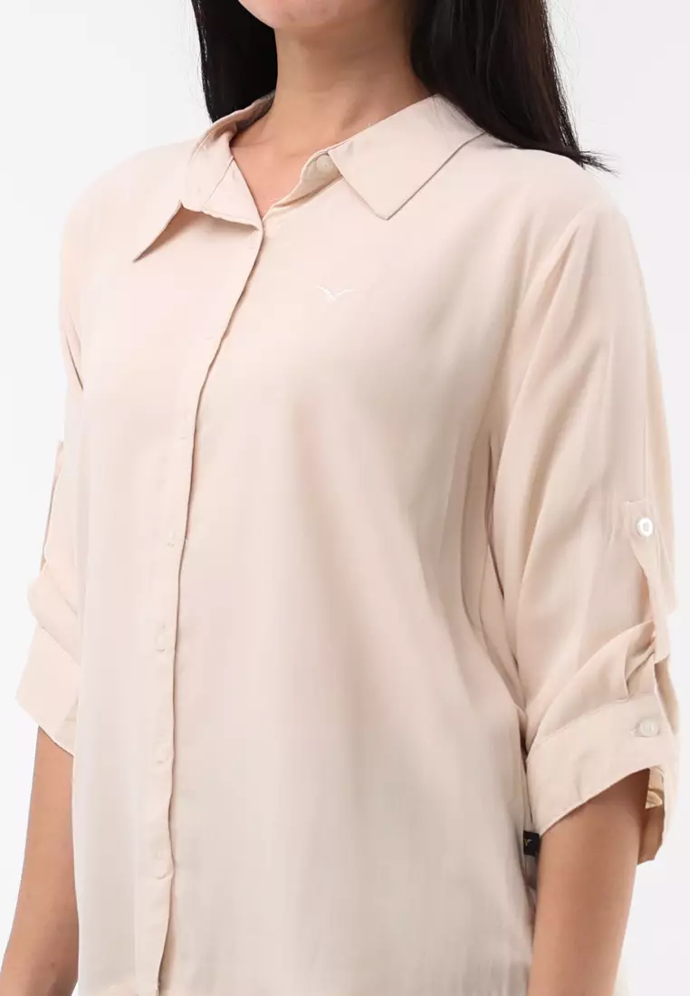Woven Plain Soft Linen 3/4 Blouse