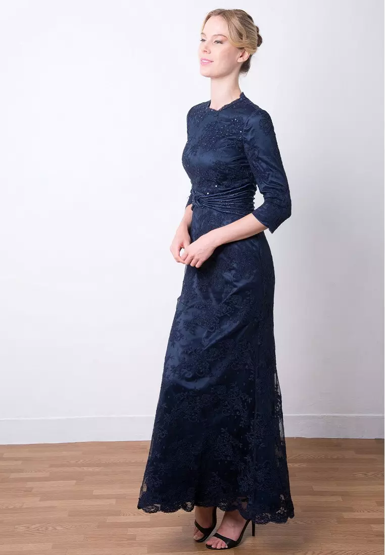 Charming Three quarter Sleeves Lace Evening Gown
