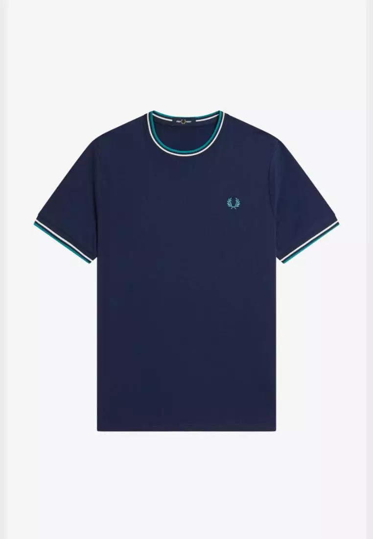 Fred Perry M1588 Twin Tipped T-Shirt (Tennis Blue / Snow White / Deep Mint)