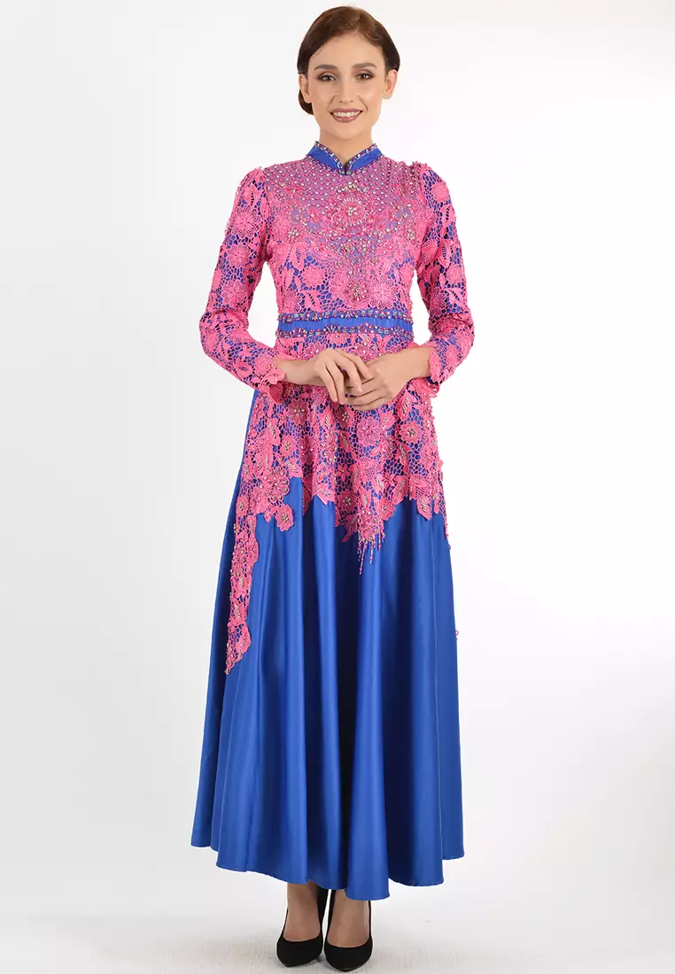 Dress brokat 2024 kombinasi satin