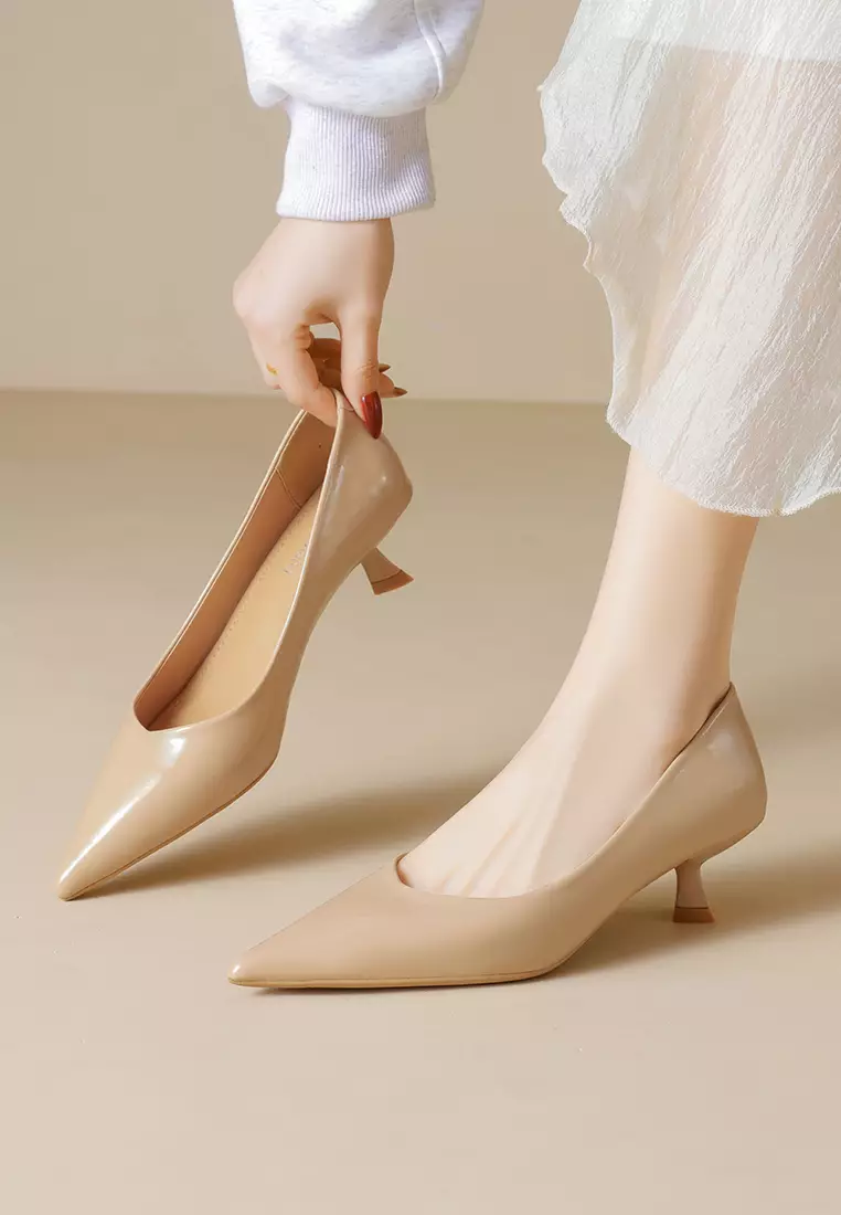 4.5CM Pointed Kitten Heel Pumps WW739-1