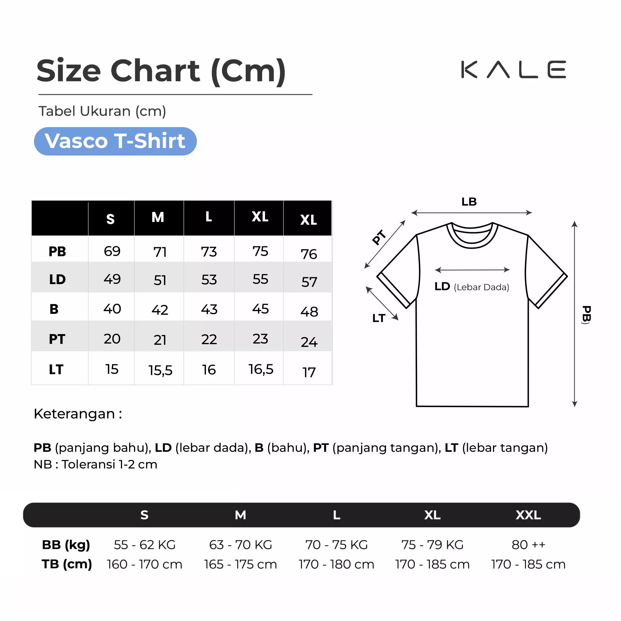 Kale VASCO WHITE / Kaos Asian Fit / T-Shirt Pria / Atasan Kaos Pria / Cotton Combed 24S
