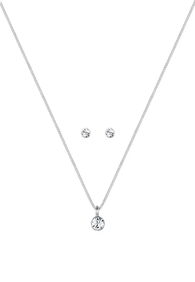 Jewelry Set Solitaire Kette Crystal