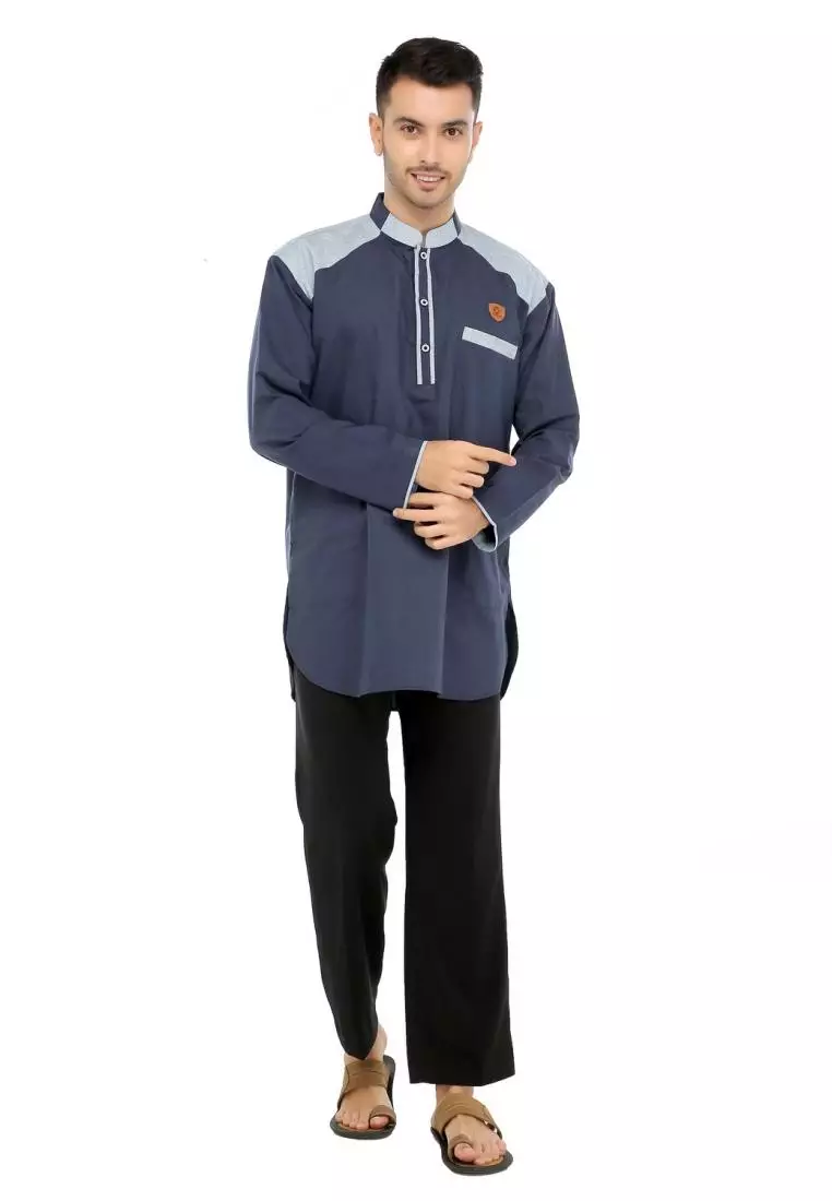 Baju Koko Gamis Muslim Pria Asraf - Navy