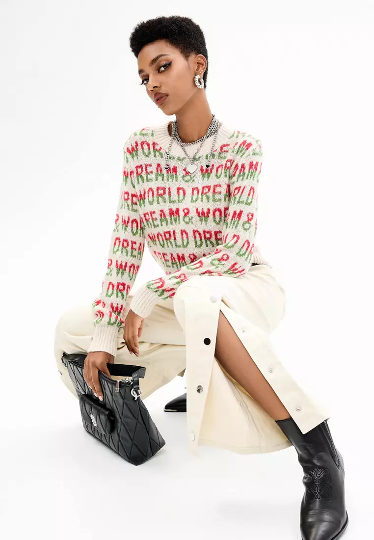 Printed Slogan Knit Top