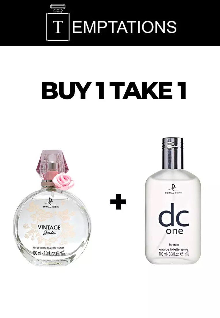 (B1T1)  Dorall Collection VINTAGE GARDEN 100ml EDT Perfume For Women/DC ONE 100ml EDT Perfume For Men DR87854-S1WM