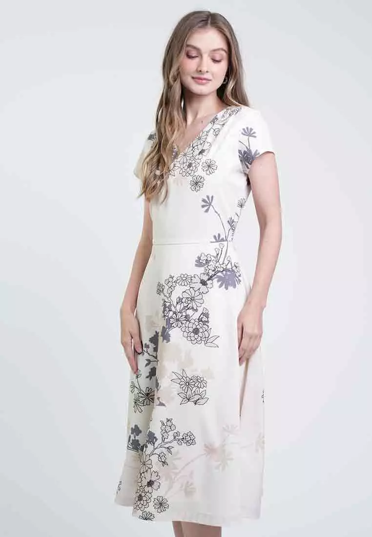 Anya V-Neck Floral A-Line Dress