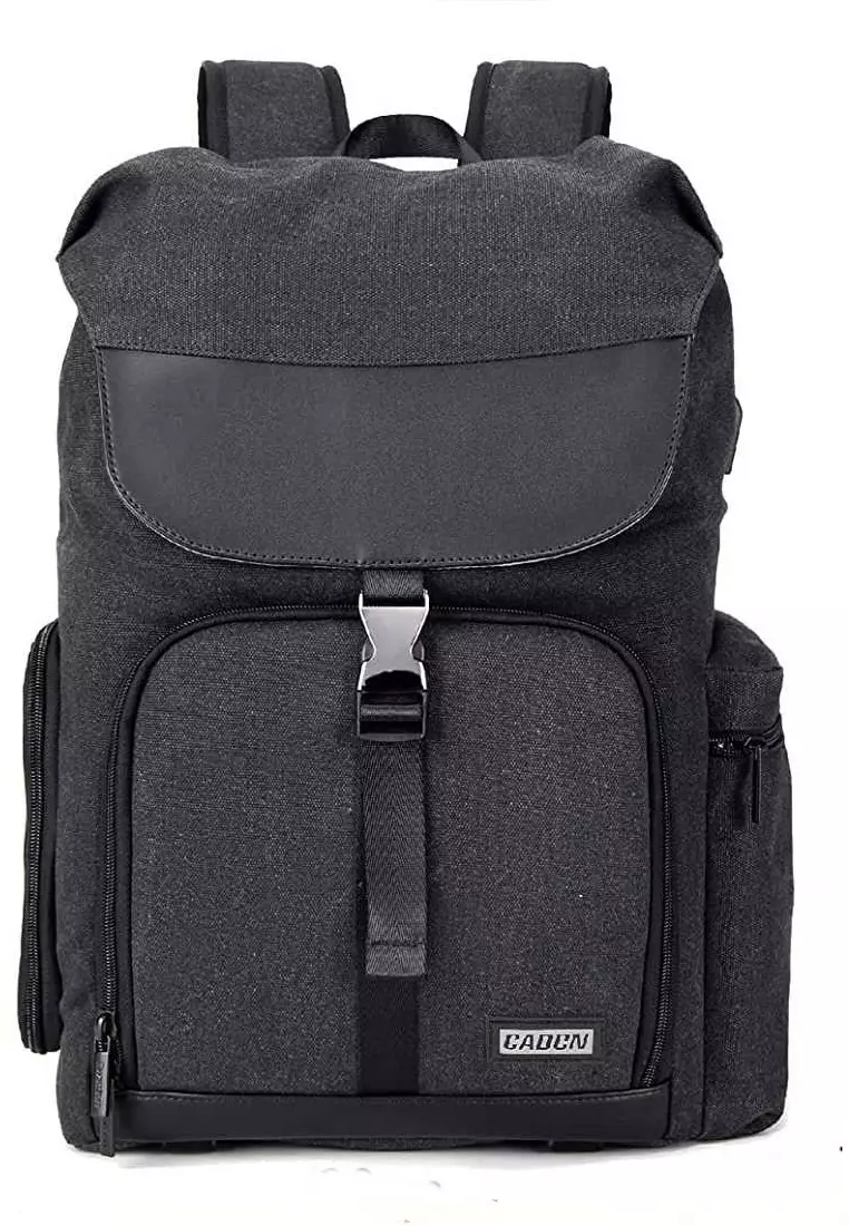 Ronney Tas Kamera DSLR Unisex Multifungsi Camera Backpack Waterproof Material Canvas PU ORIGINAL - Black