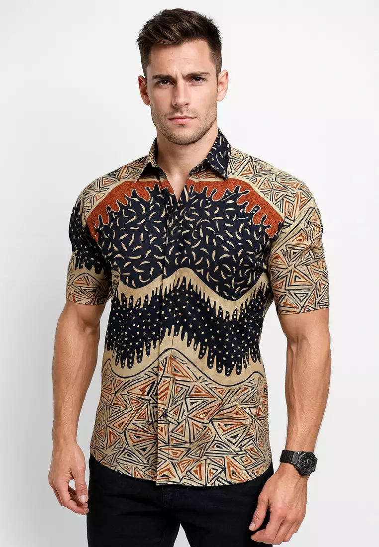 Piramid Kemeja Batik Exclusive Premium Pria Casual Modern Lengan Pendek