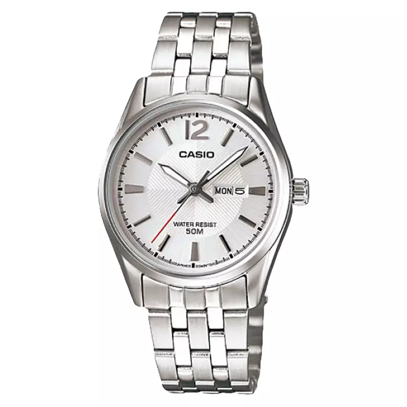Jam Tangan Wanita Casio General LTP-1335D-7AVDF Enticer Ladies Silver Dial Stainless Steel Band