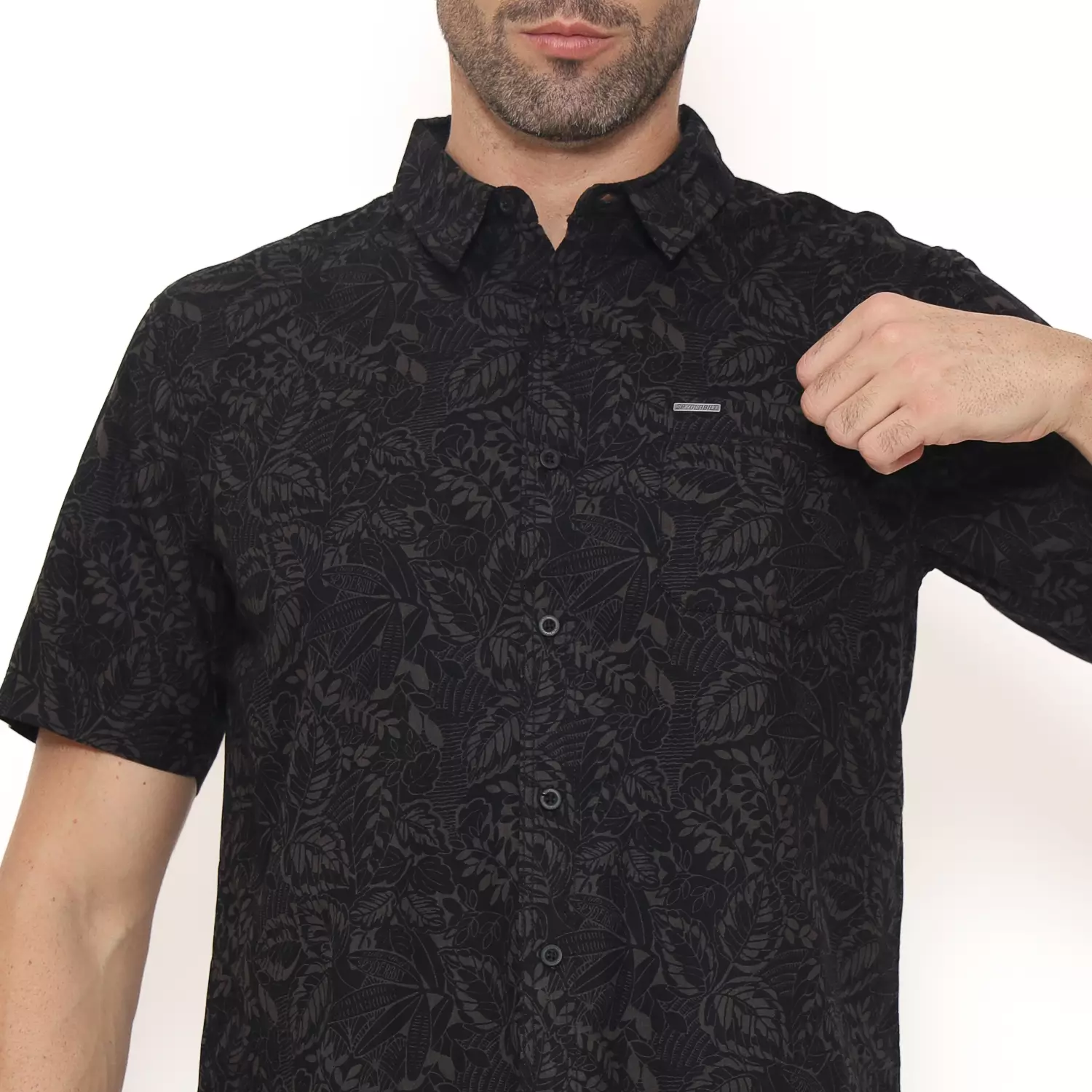 Spyderbilt Kemeja Lengan Pendek Stripetolly Men Shirt Black Planet Surf