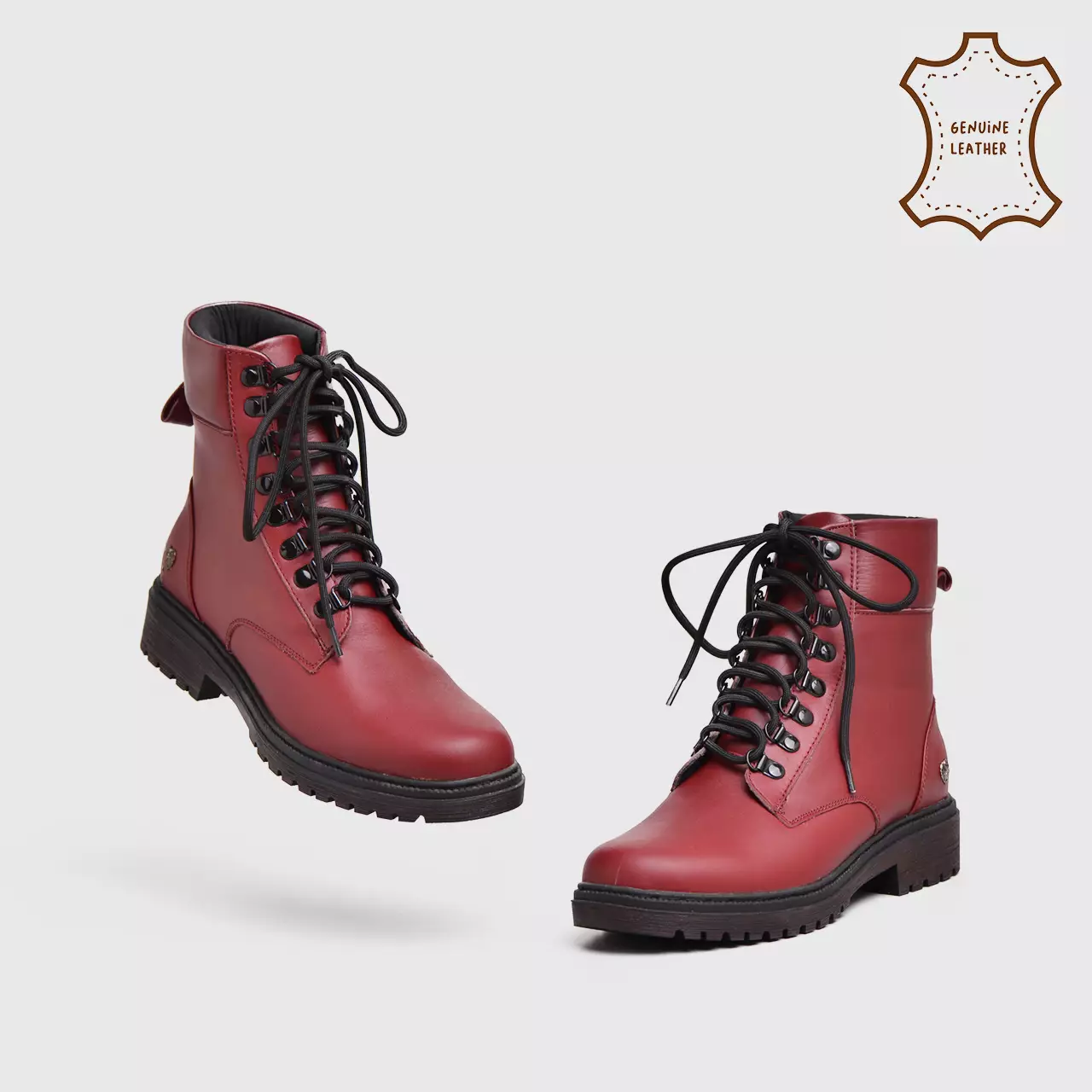 Wickle Boots Genuine Leather Maroon