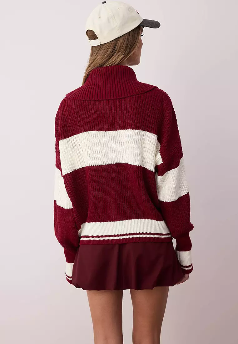 Striped Zipper Sweater