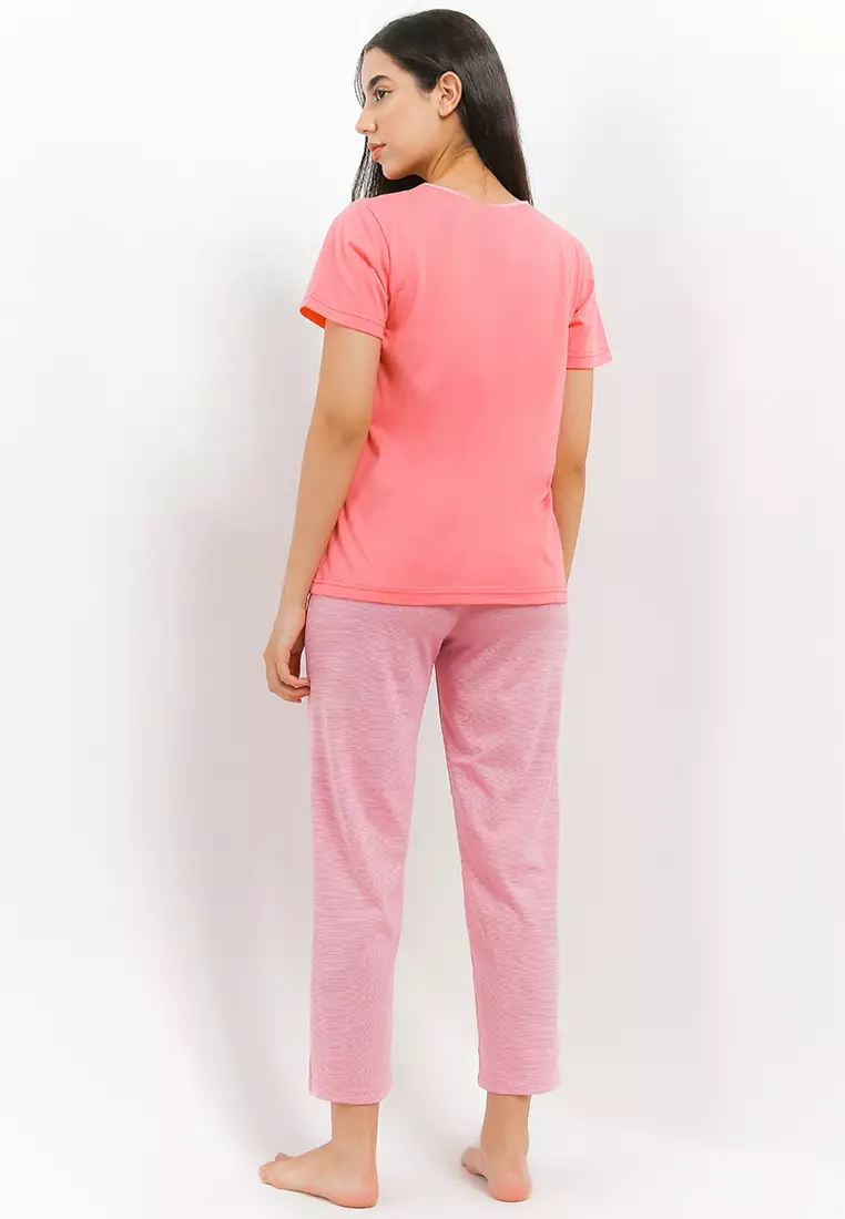 Pyjama Baju Tidur  Short Sleeve Long Pants Sleepwear