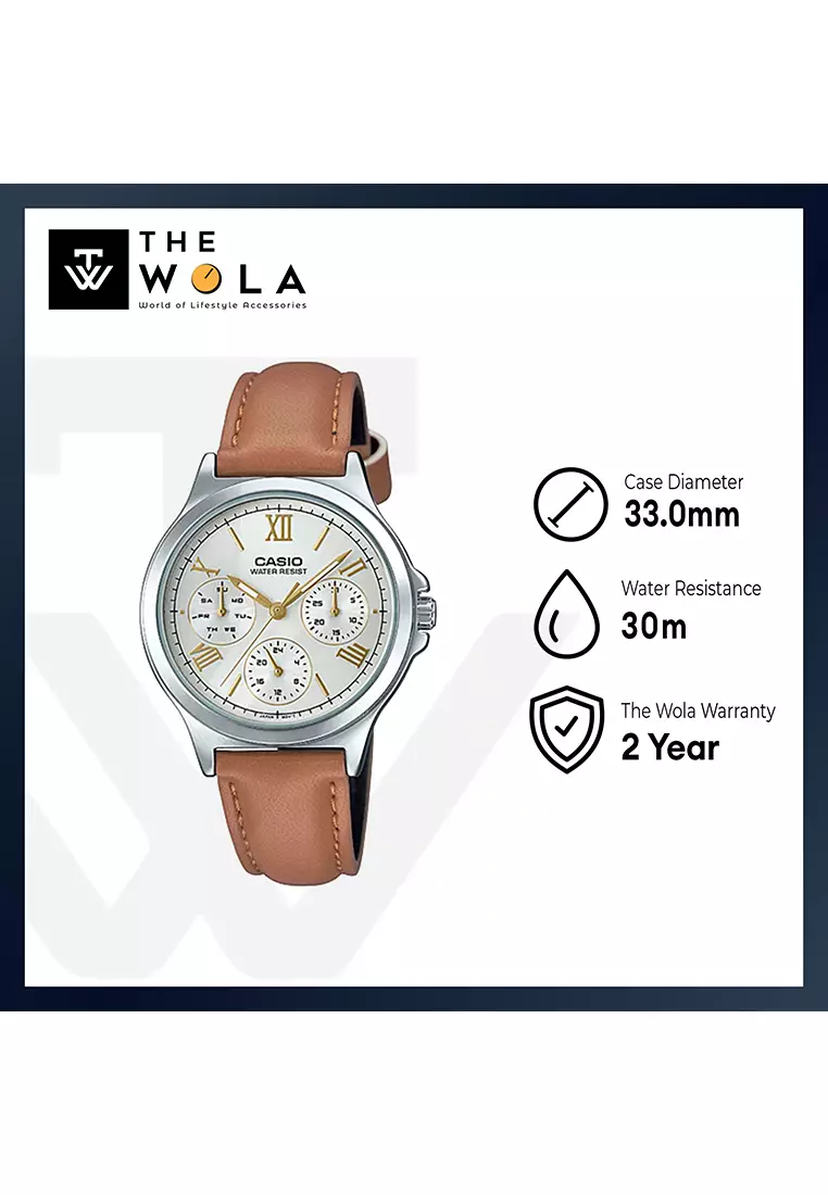 Buy CASIO Casio Women's Analog Watch LTPV300L7A2 Brown Leather Band