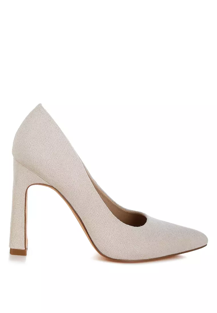 Discount on London Rag  shoes - SKU: Slim Block Heel Pumps in Beige