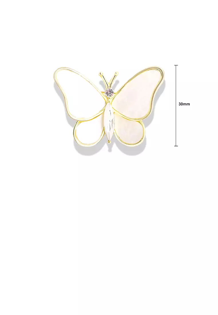 Fashion and Elegant Plated Gold Butterfly Brooch with Cubic Zirconia