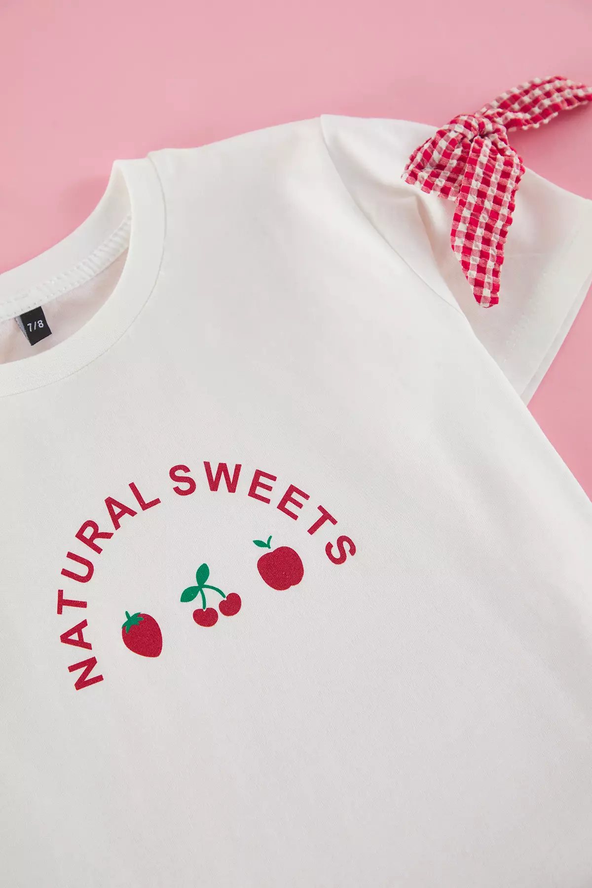 Ecru Girl Cotton Gingham T-Shirt-Skirt Woven Bottom-Top Set Tkdss25Au00122