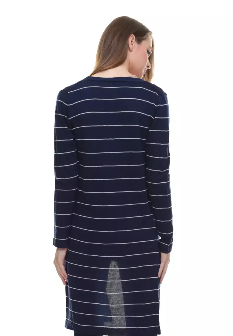 LGS - Sweater Wanita - Model Dress - Motif Salur - Navy - LST.360.U708.107.CLS
