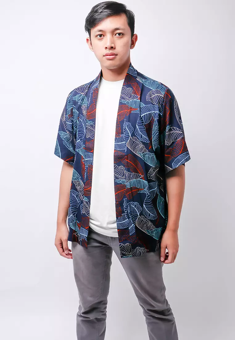 NTA90 KMN Kimono Unisex Daun Navy