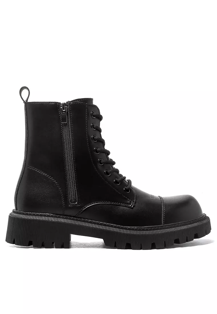 Zipper Leather Martin Boots HM2306