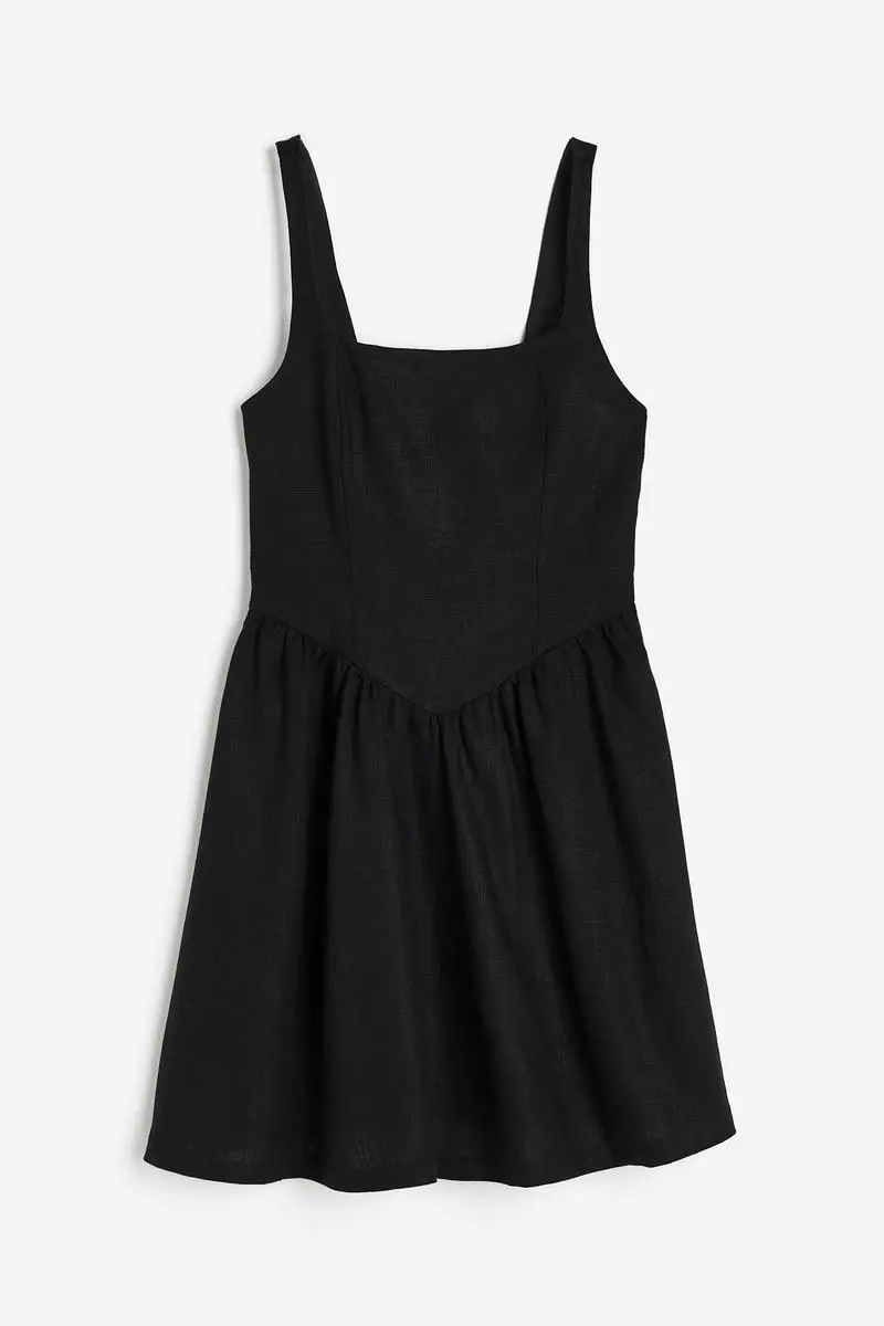 Buy H&M Linen-blend flared-skirt dress 2024 Online | ZALORA Singapore