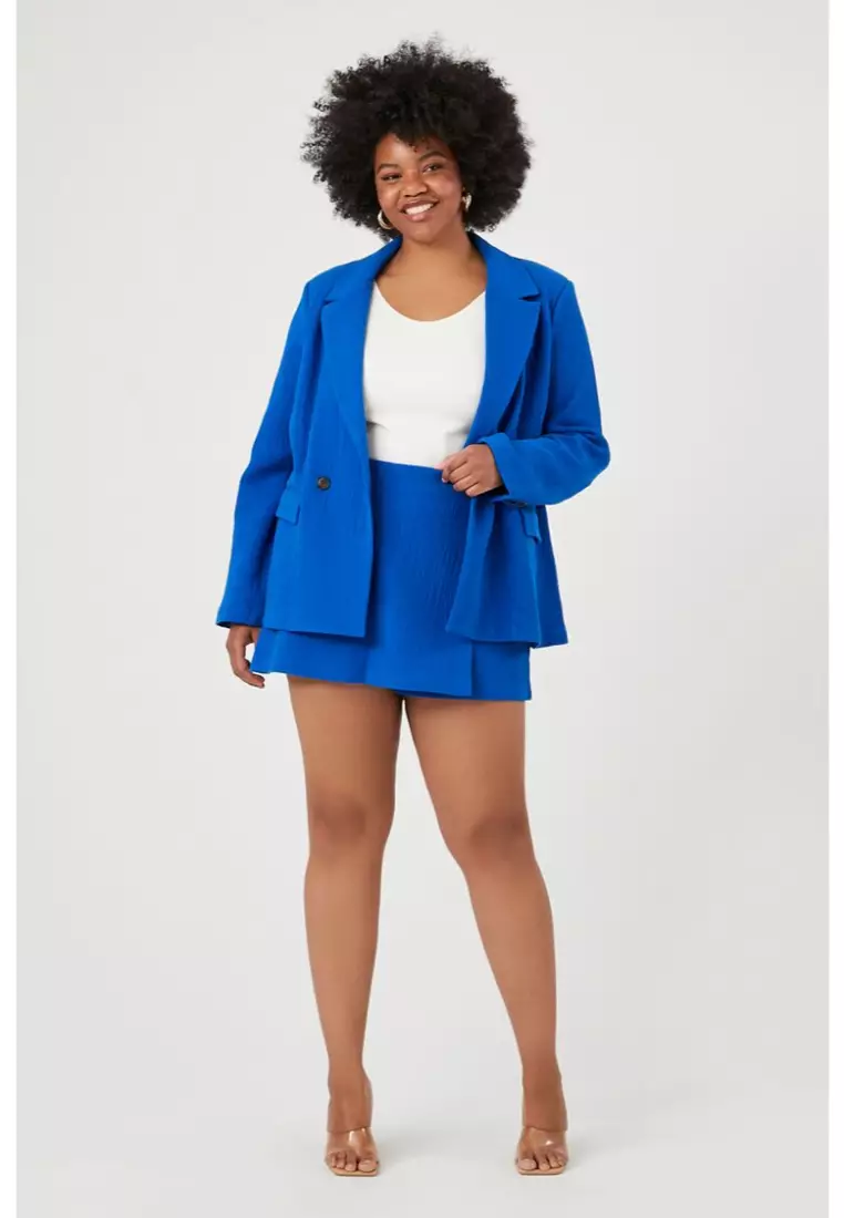 Buy FOREVER 21 Plus Size Crinkled Double Breasted Blazer 2024