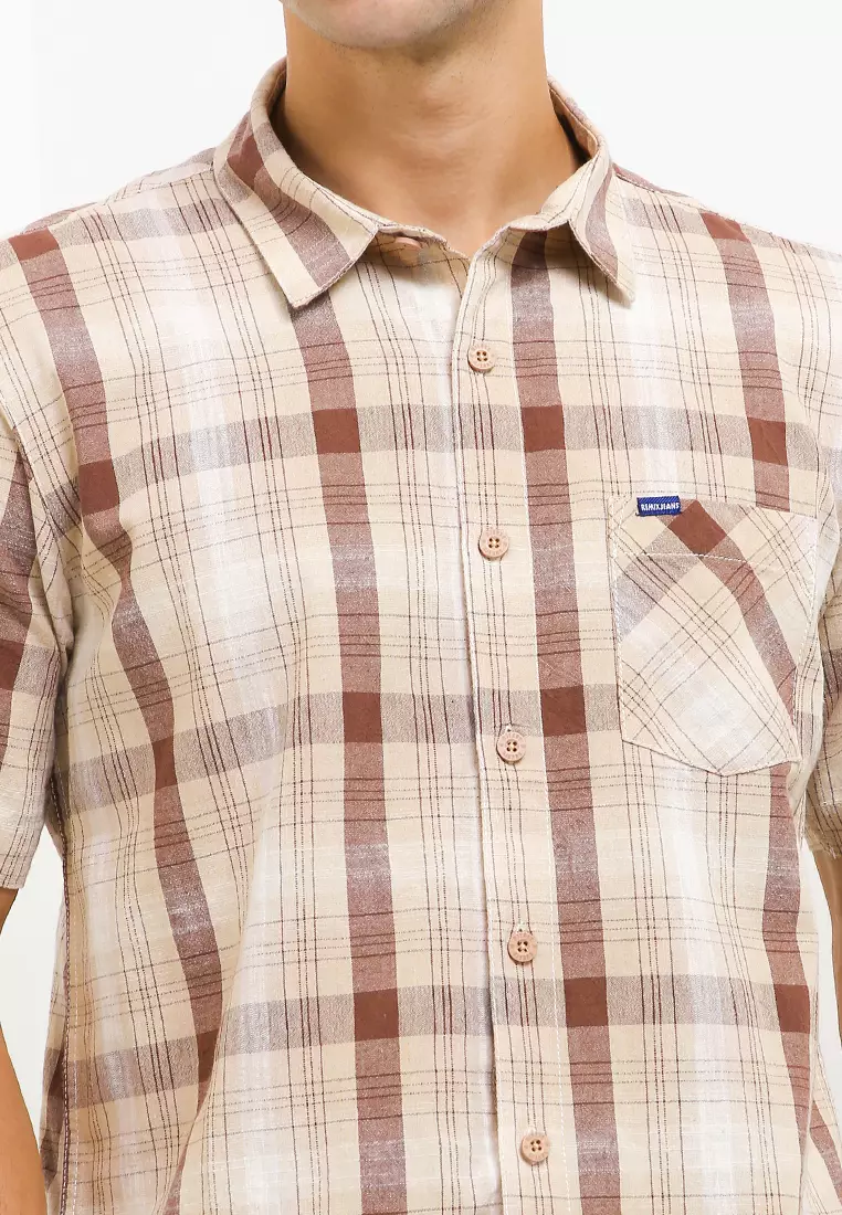 Kemeja Motif Kotak-kotak Lengan Pendek E007P05