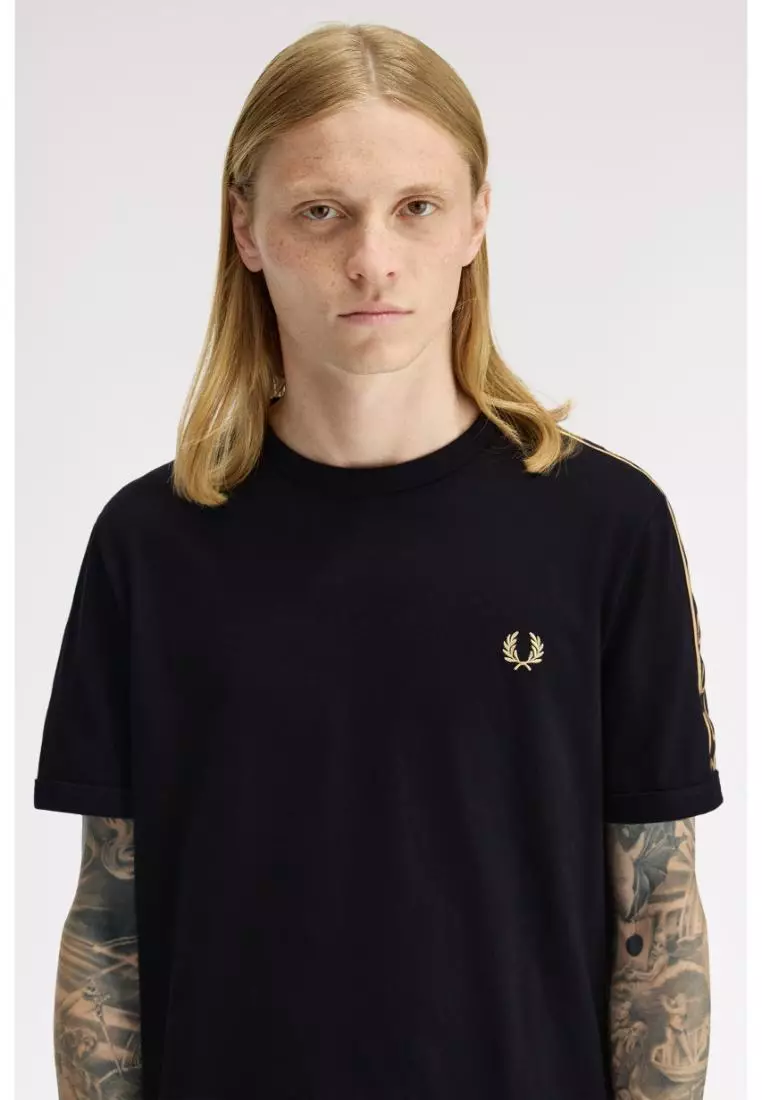 Fred Perry M4613 Contrast Tape Ringer T-Shirt (Black / Champagne)