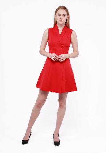 Nicole Exclusives red Nicole Exclusives- Shawl Collar Sleeveless Dress 345E9AA81676D8GS_1