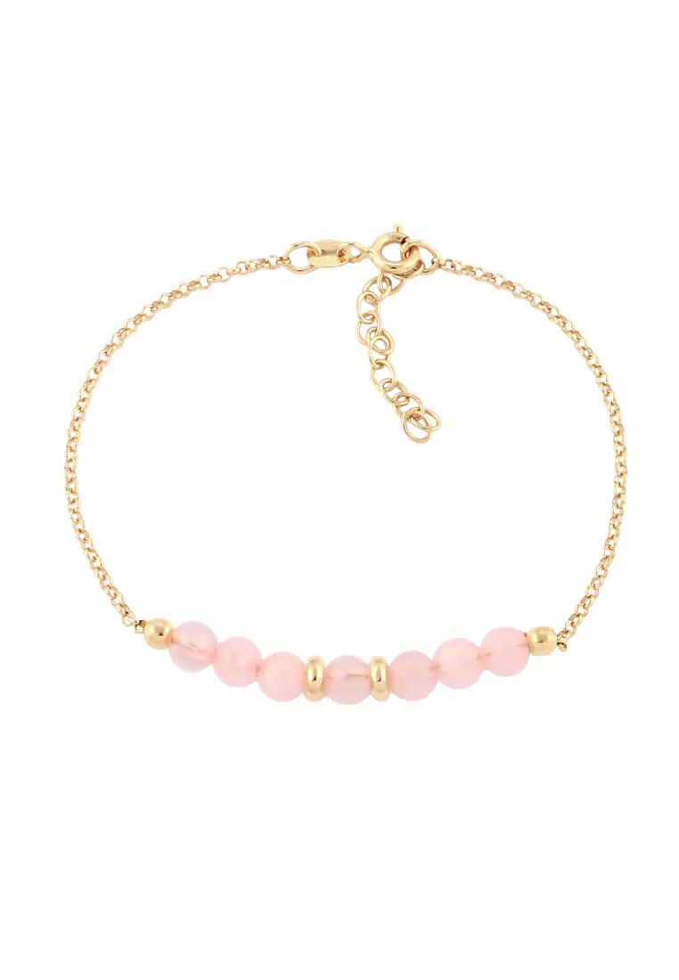 手链珠子石英玫瑰金镀层