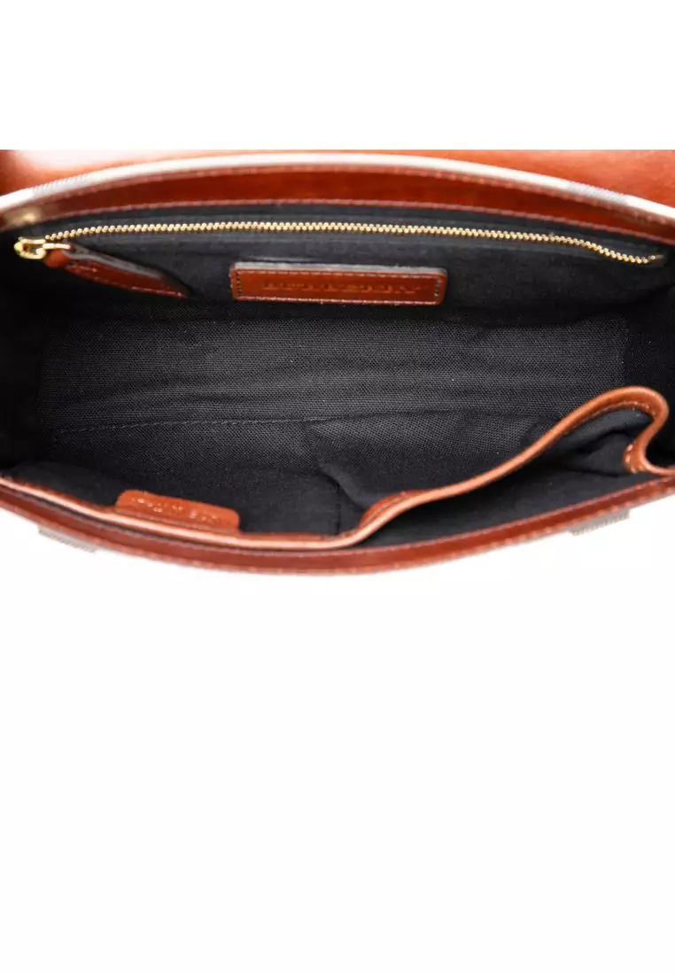 Pre-Loved Burberry Leather And House Check Canvas Bridle Abbott Crossbody