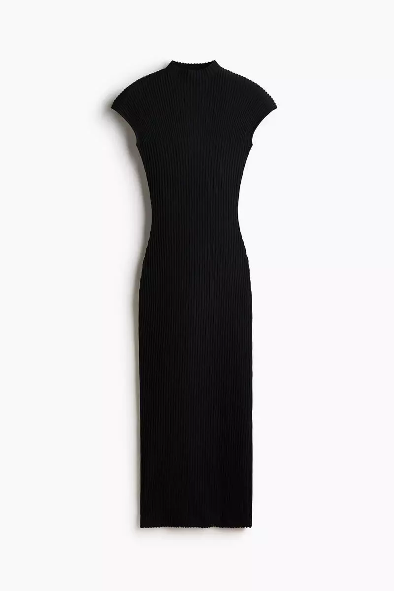 Rib-knit turtleneck dress