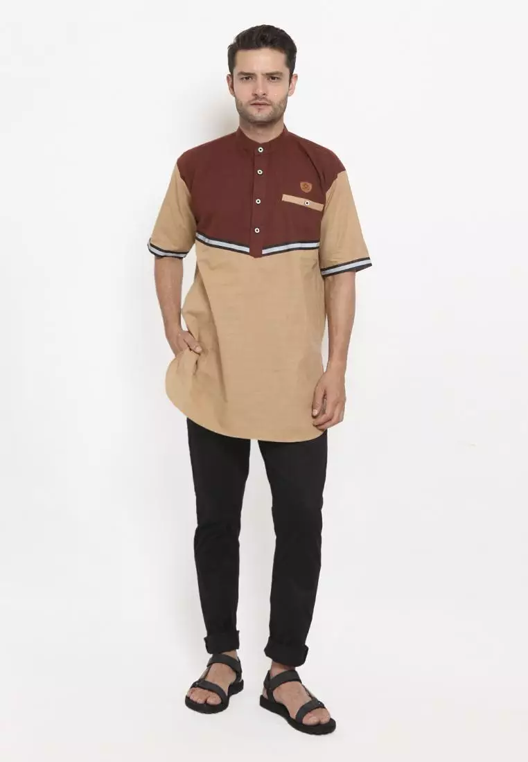 Zayidan Baju Koko Gamis Muslim Pria Shiddiq - Cream