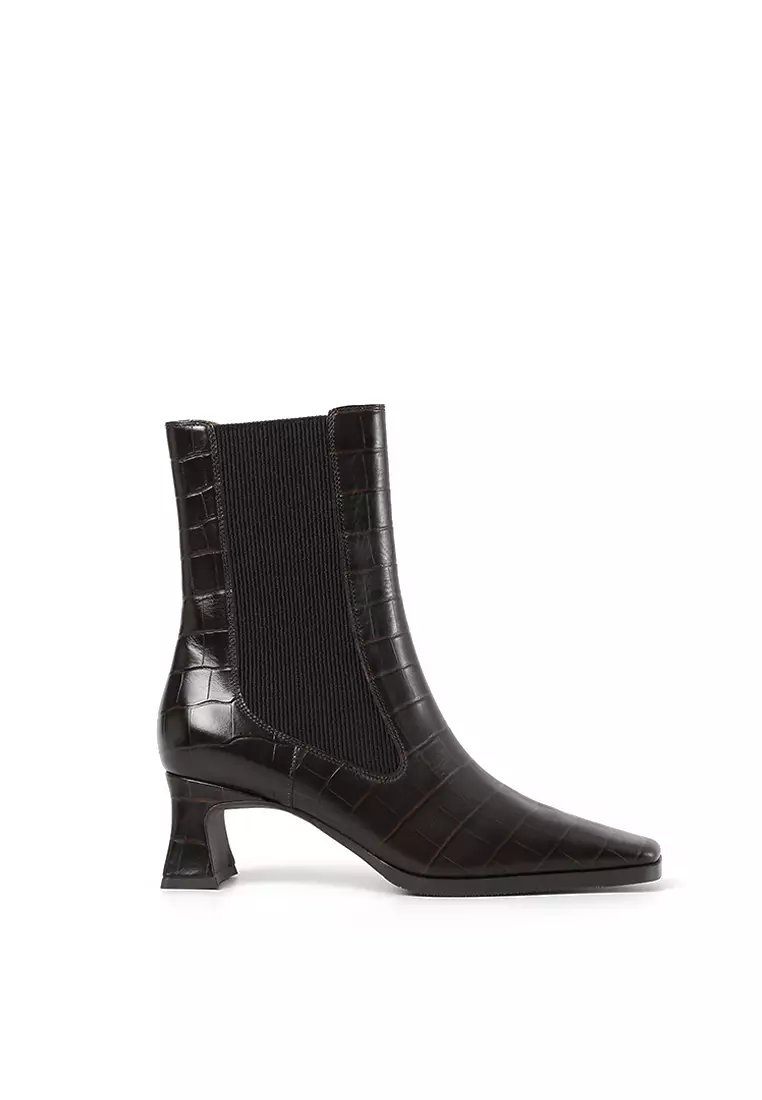 Discount on Beracamy  shoes - SKU: Beracamy Elastic Ankle Boots - Croc-Embossed Cacao