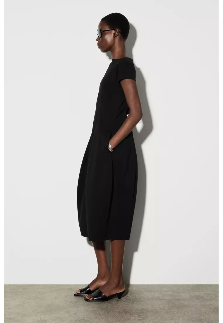 SCULPTURAL JERSEY MIDI DRESS