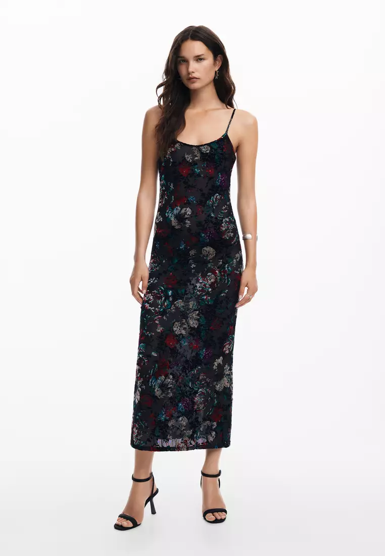 knee length dresses for ladies Desigual Black Polyester Women Dress
