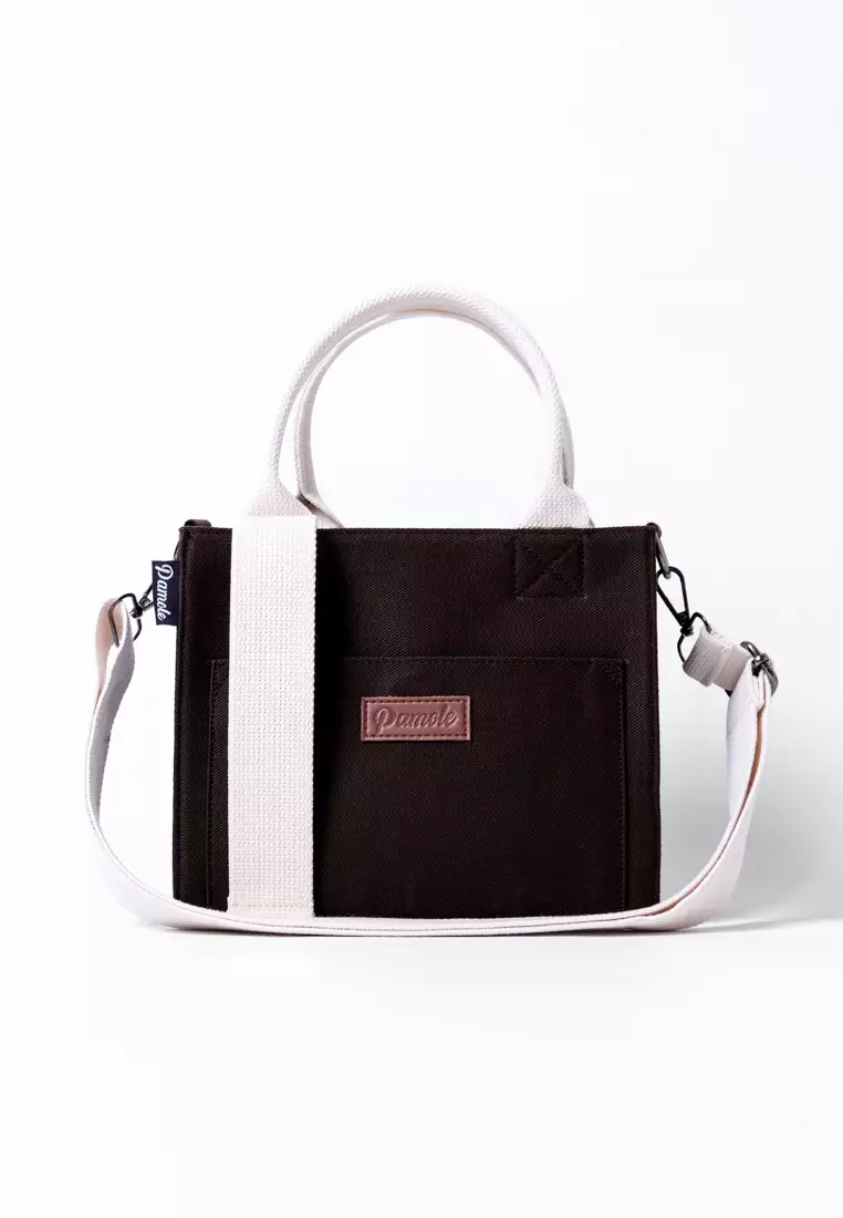 Tas Selempang Sling Bag Wanita Bahan Kanvas Penutup Resleting Rana Series Coklat Tua