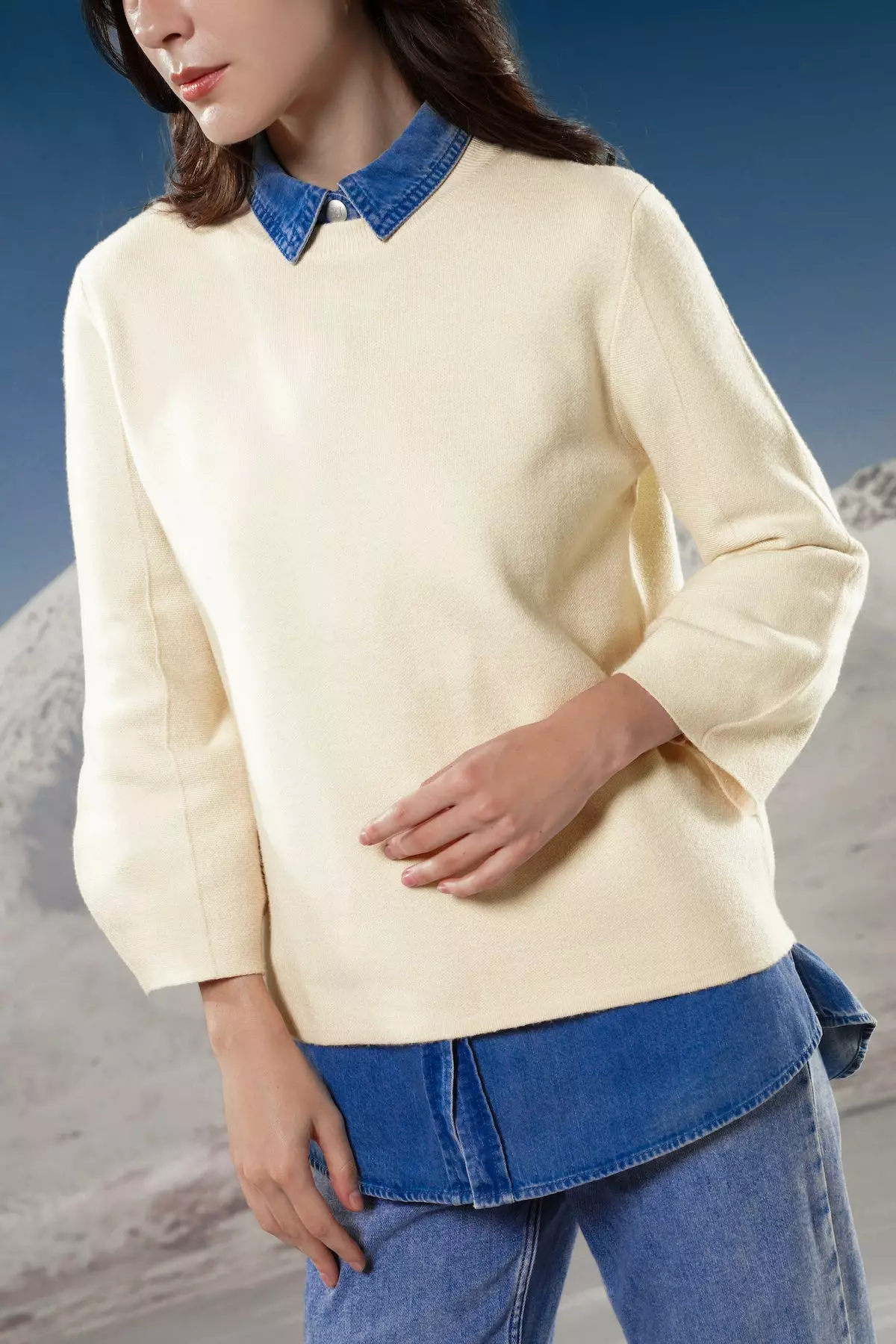 Benang Jarum - Gia Knit Puffy Blouse - Cream