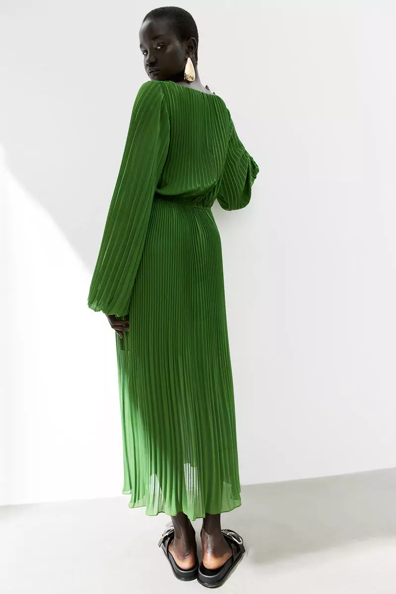 Pleated chiffon dress