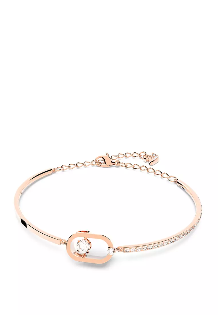 Sparkling Dance Bracelet, Round Cut, Oval shape, White, Rose Gold-tone Plated