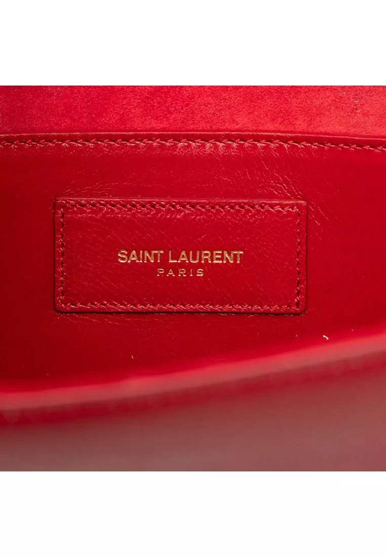 Pre-Loved Saint Laurent Grain De Poudre Monogram Cassandre Clutch