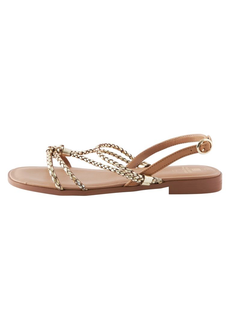 Forever Comfort® Leather Flat Tubular Plaited Sandals