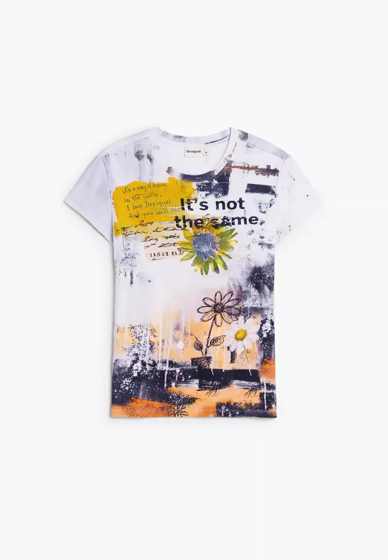Floral message print T-shirt