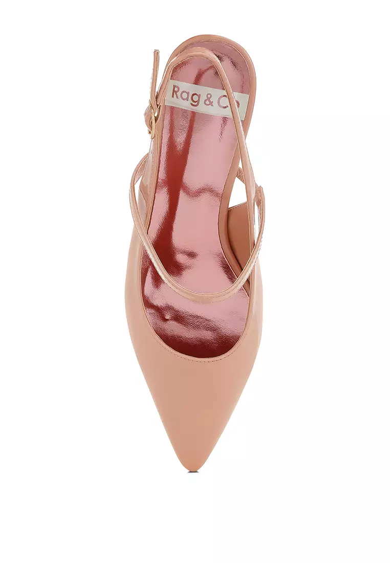 Kitten Heel Slingback Sandals in Pink