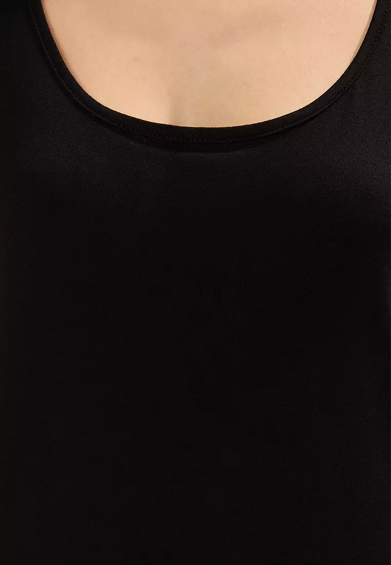 Black Regular/Normal Fit Knitted Undershirt