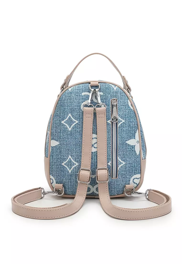 Women's Monogram Mini Backpack (Tas Ransel Wanita / Tas Punggung Wanita) - Biru