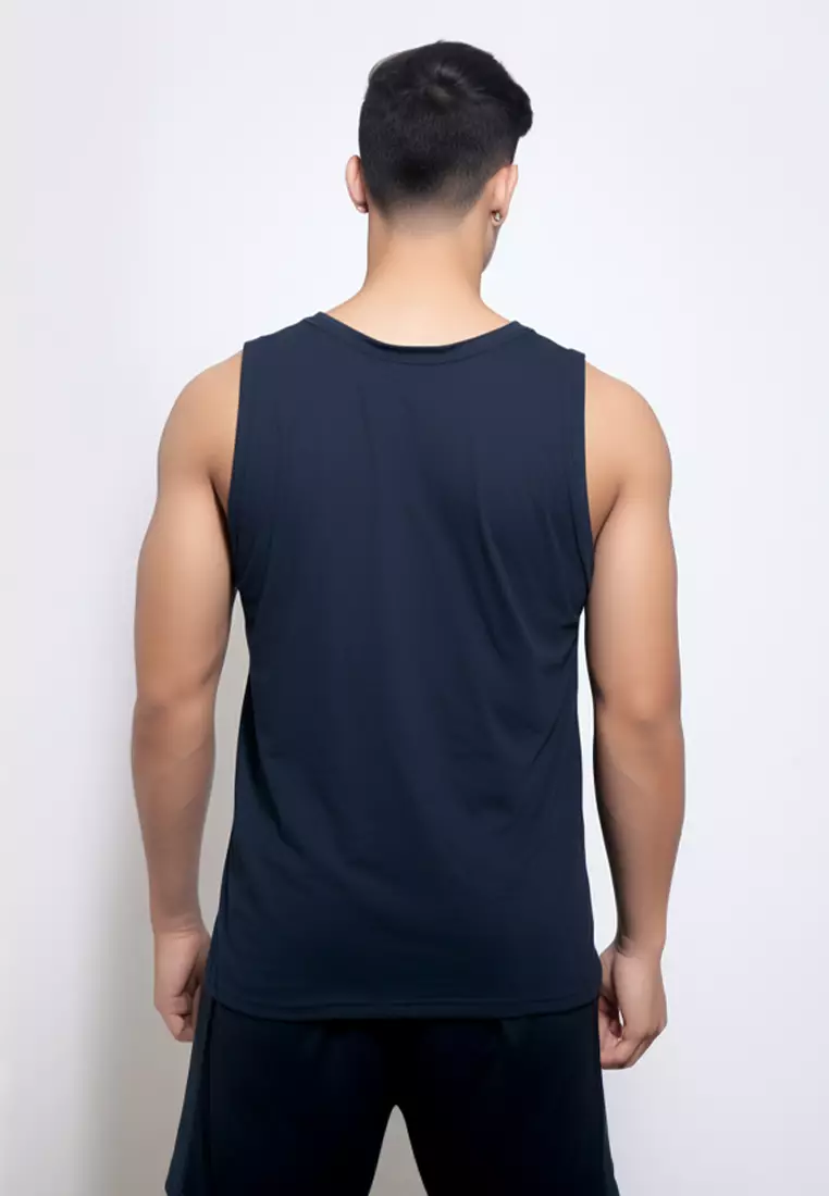 MTS23 Kaos Kutang Pria SVN Instacool "coconut tree" navy