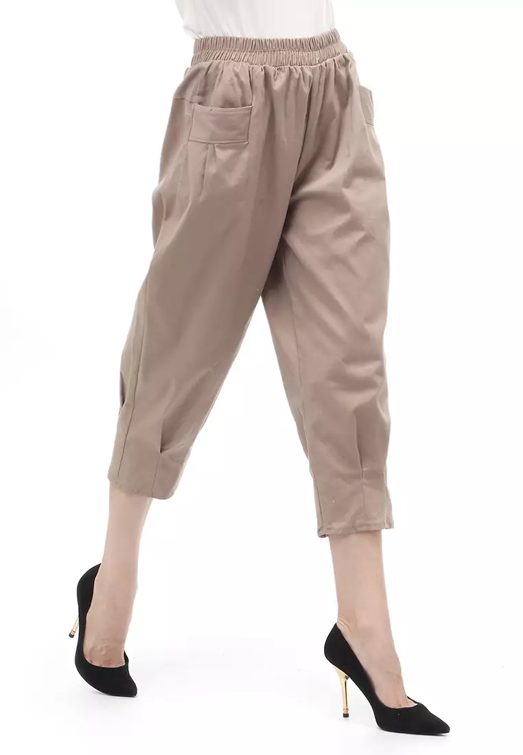 Radcliff Celana Panjang Ruberry Waist Bawahan Wanita Model Jogger Casual - Brown